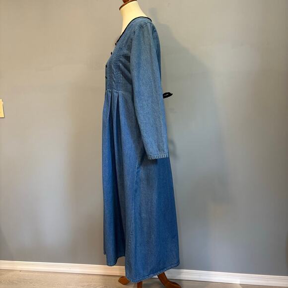 Y2K retro denim long sleeve vintage dress, size 8 - Picture 2 of 7